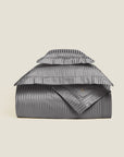 Raso Rigato duvet cover stack in charcoal