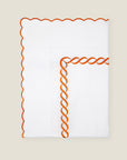 Treccia white/orange flat sheet folded