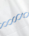 Treccia white/medium blue flat sheet texture