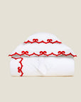 Marrakesh white/scarlet duvet cover stack