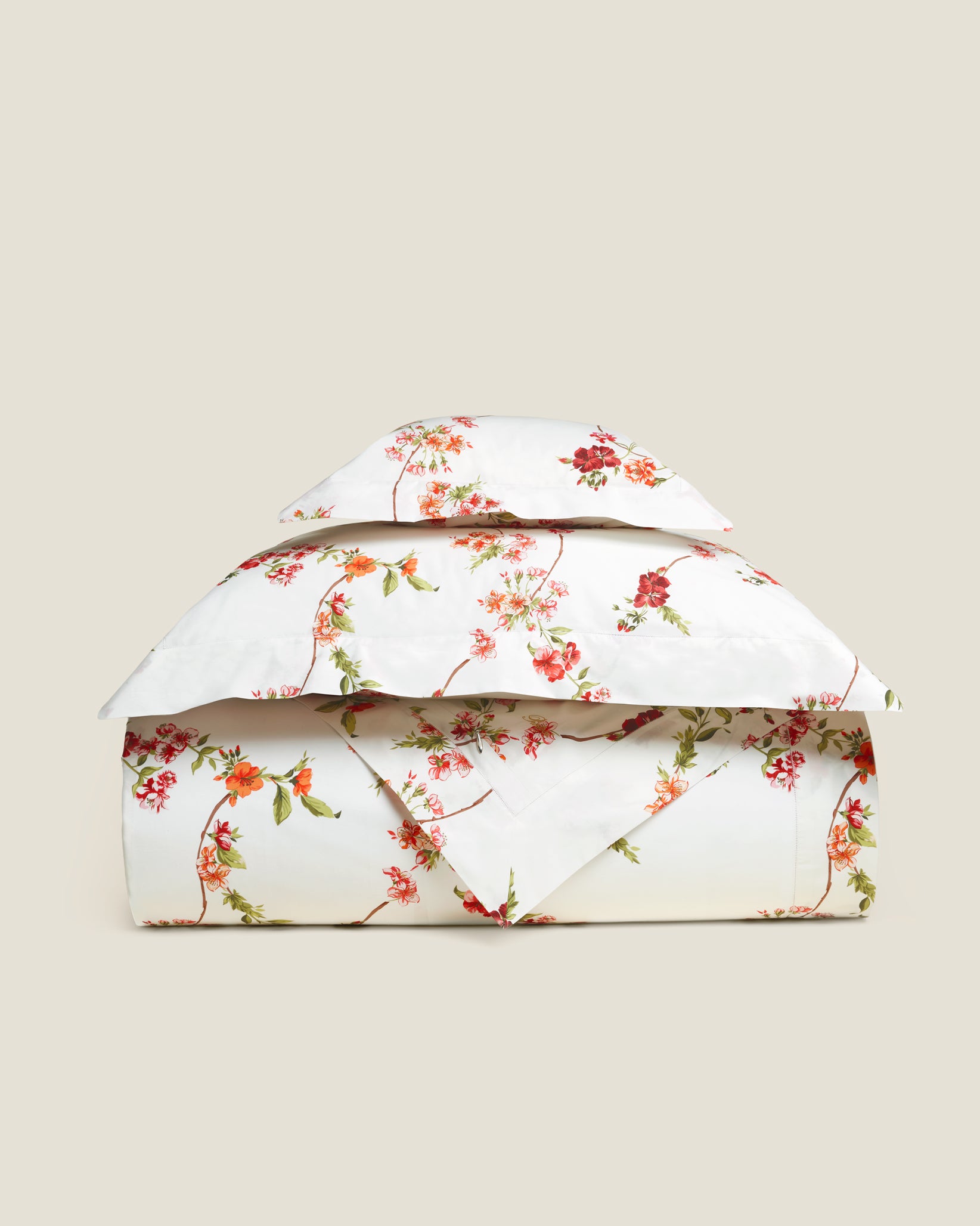 Fresia duvet cover stack in scarlet