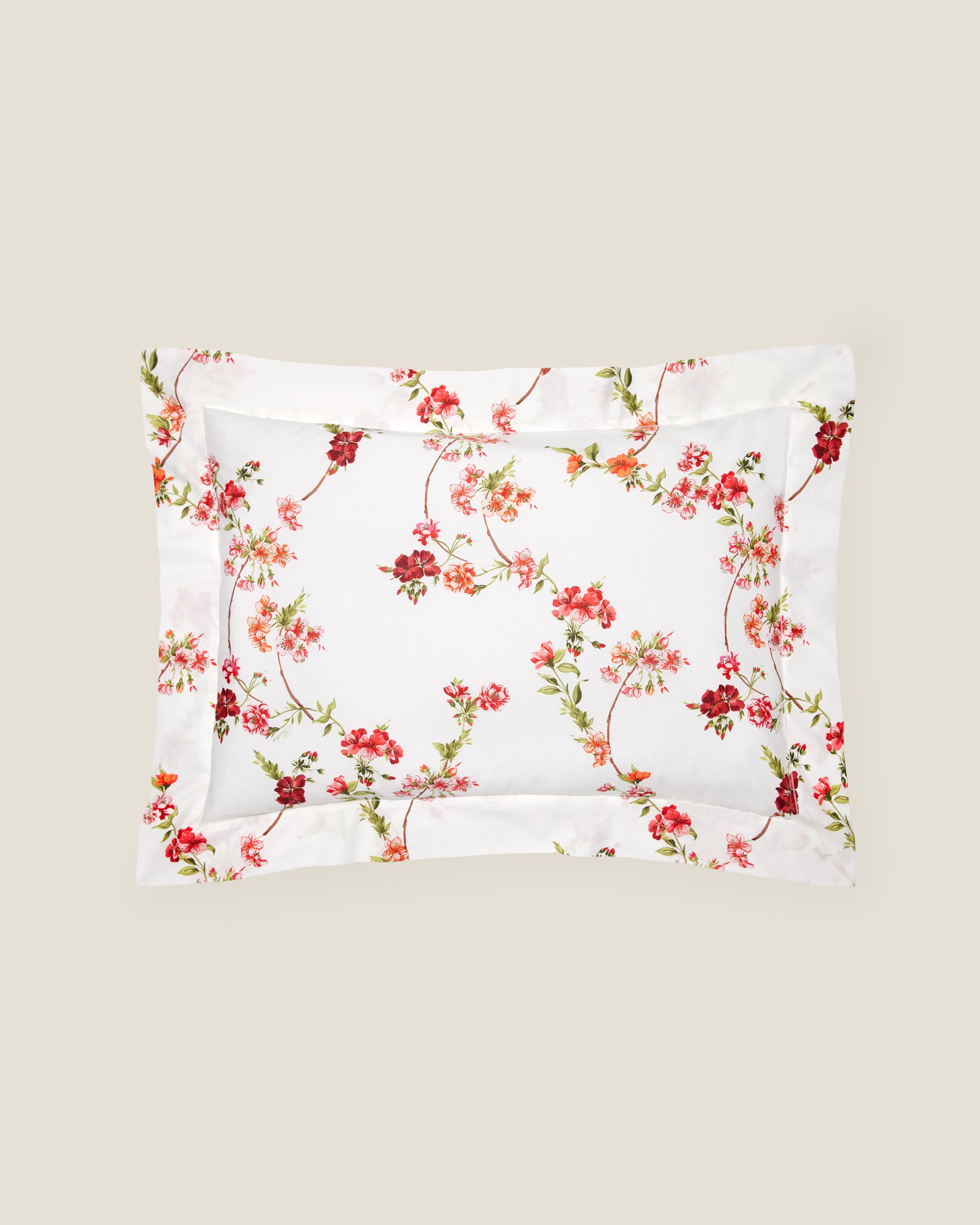 Fresia queen sham in scarlet