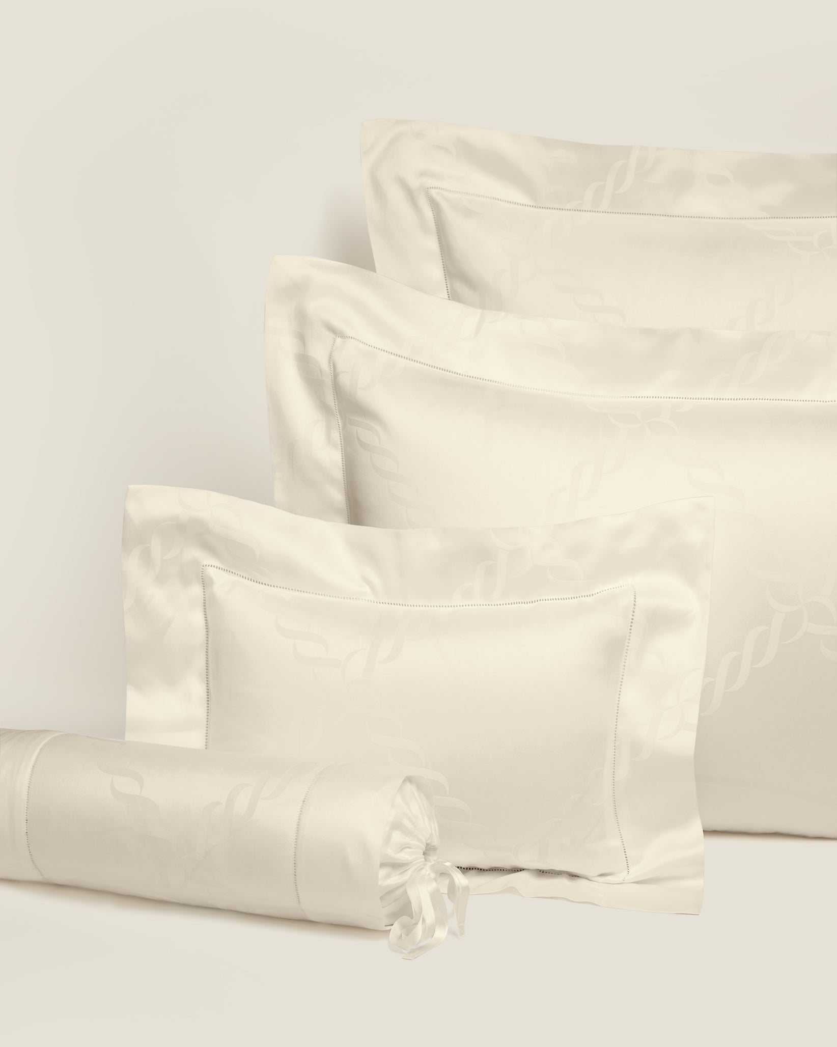 Ori Treccia beige queen, standard, boudoir and neckroll sham