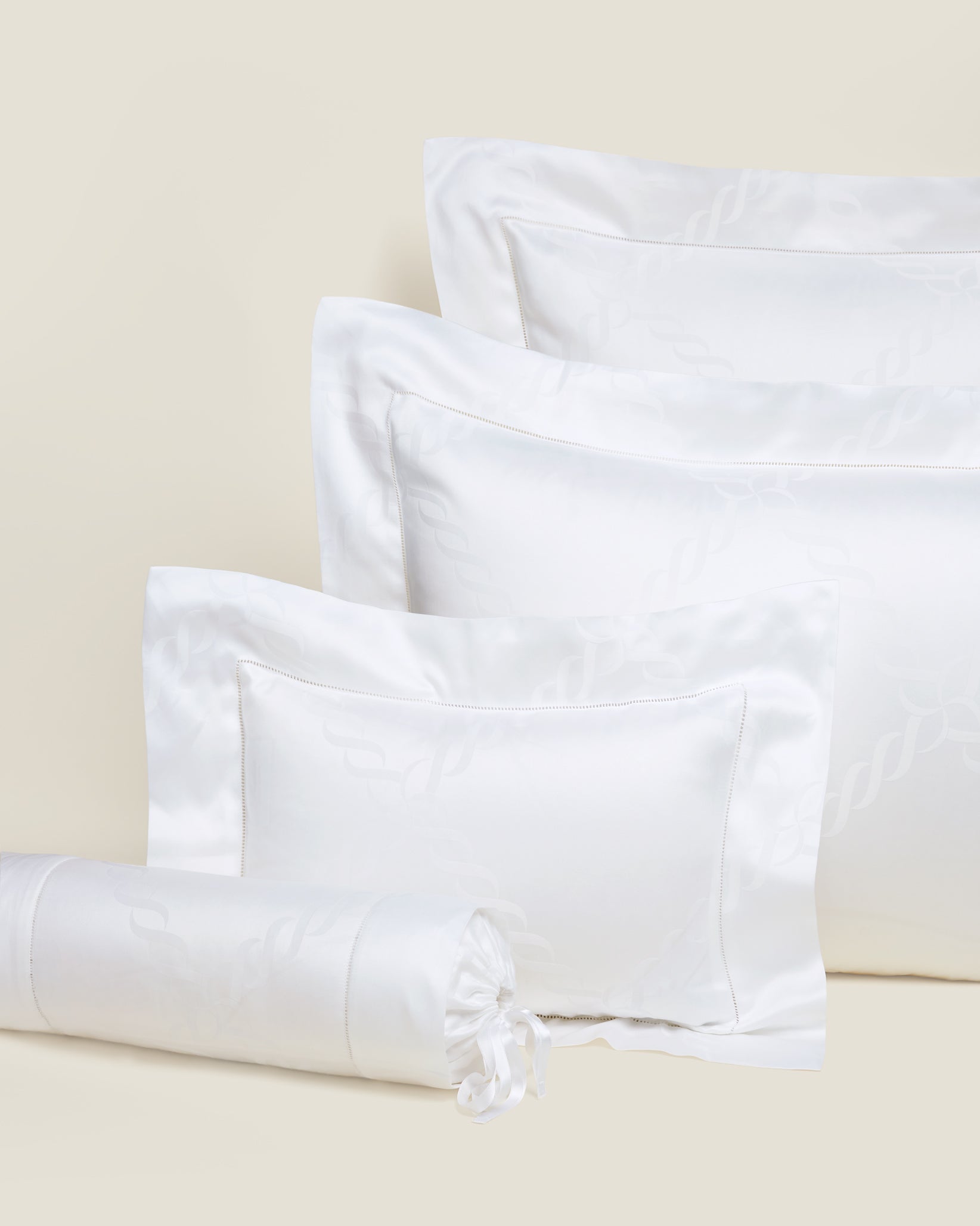 Ori Treccia white queen, standard, boudoir and neckroll sham