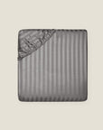 Raso Rigato fitted sheet in charcoal
