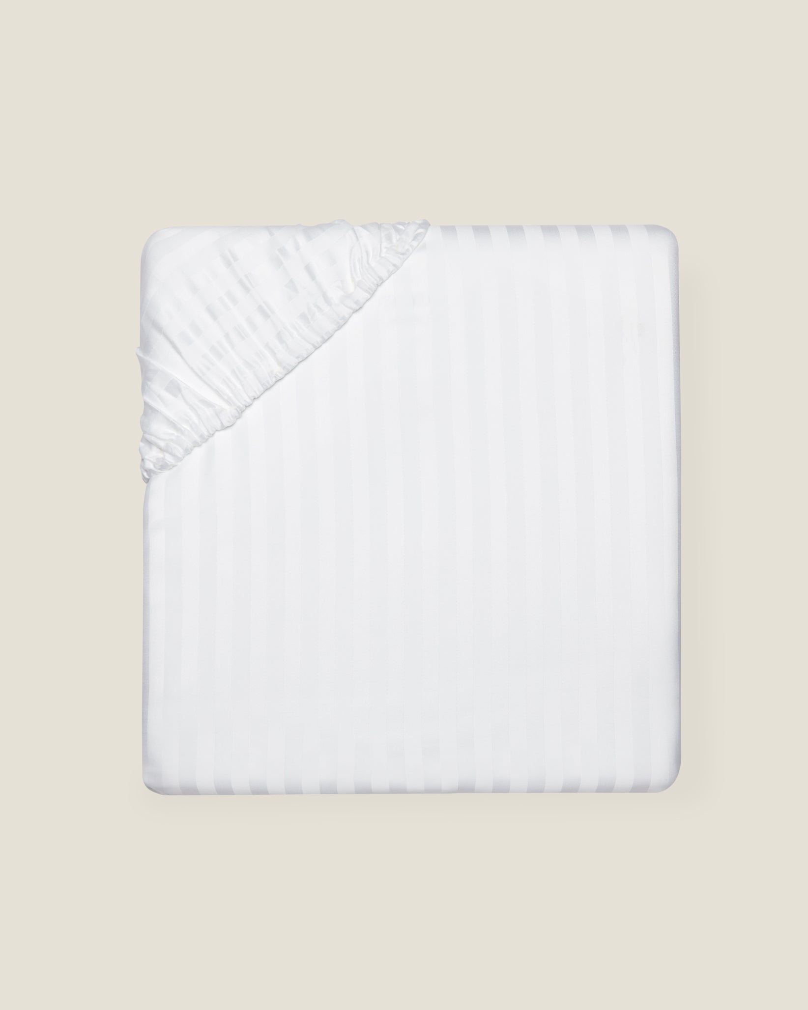 Raso Rigato fitted sheet in white