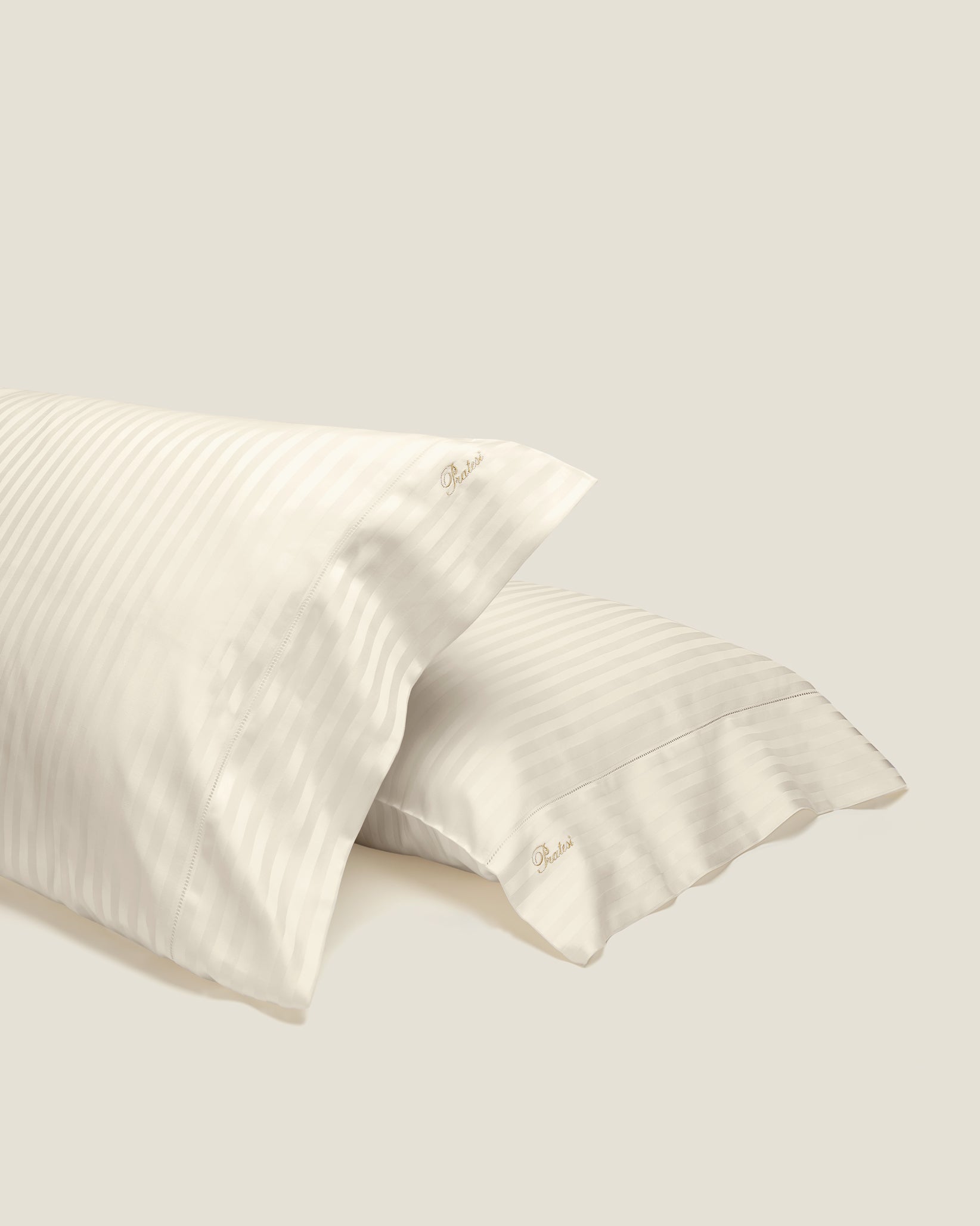 Raso Rigato pillowcase pair in beige