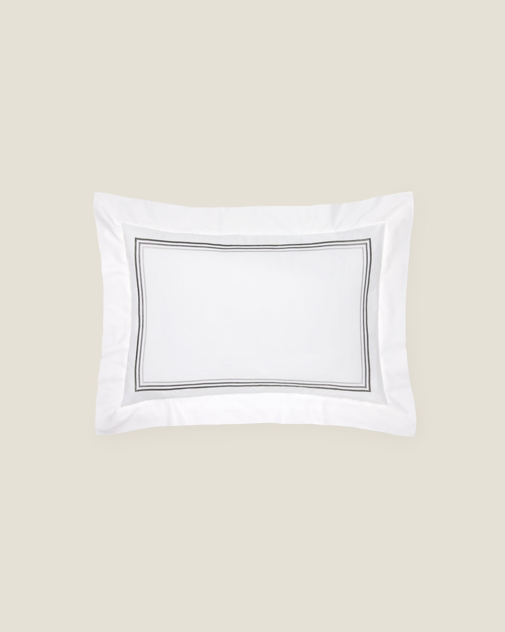 Tre Righe Ombre queen sham in white/charcoal