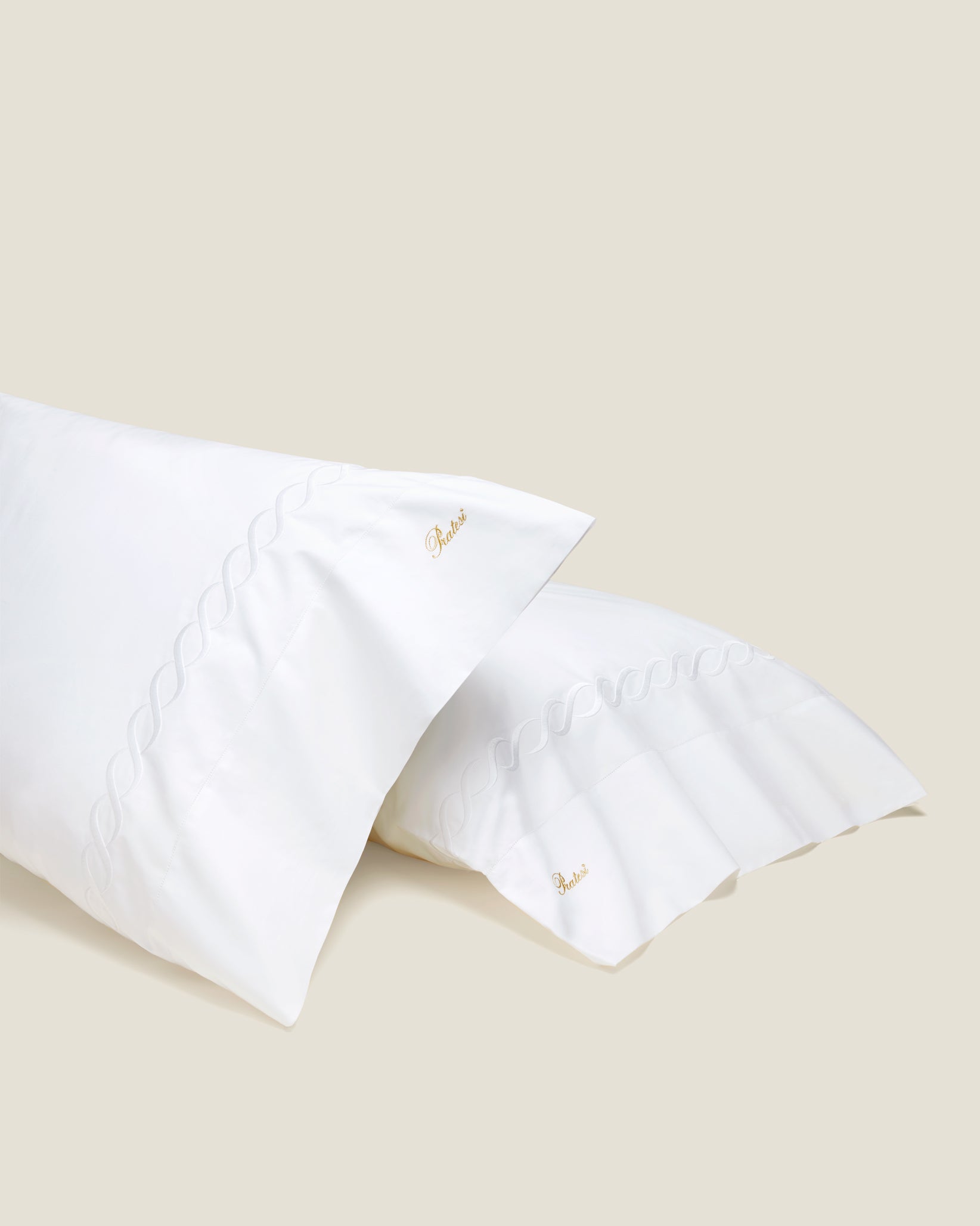 Treccia Moderno white/white pillowcase pair