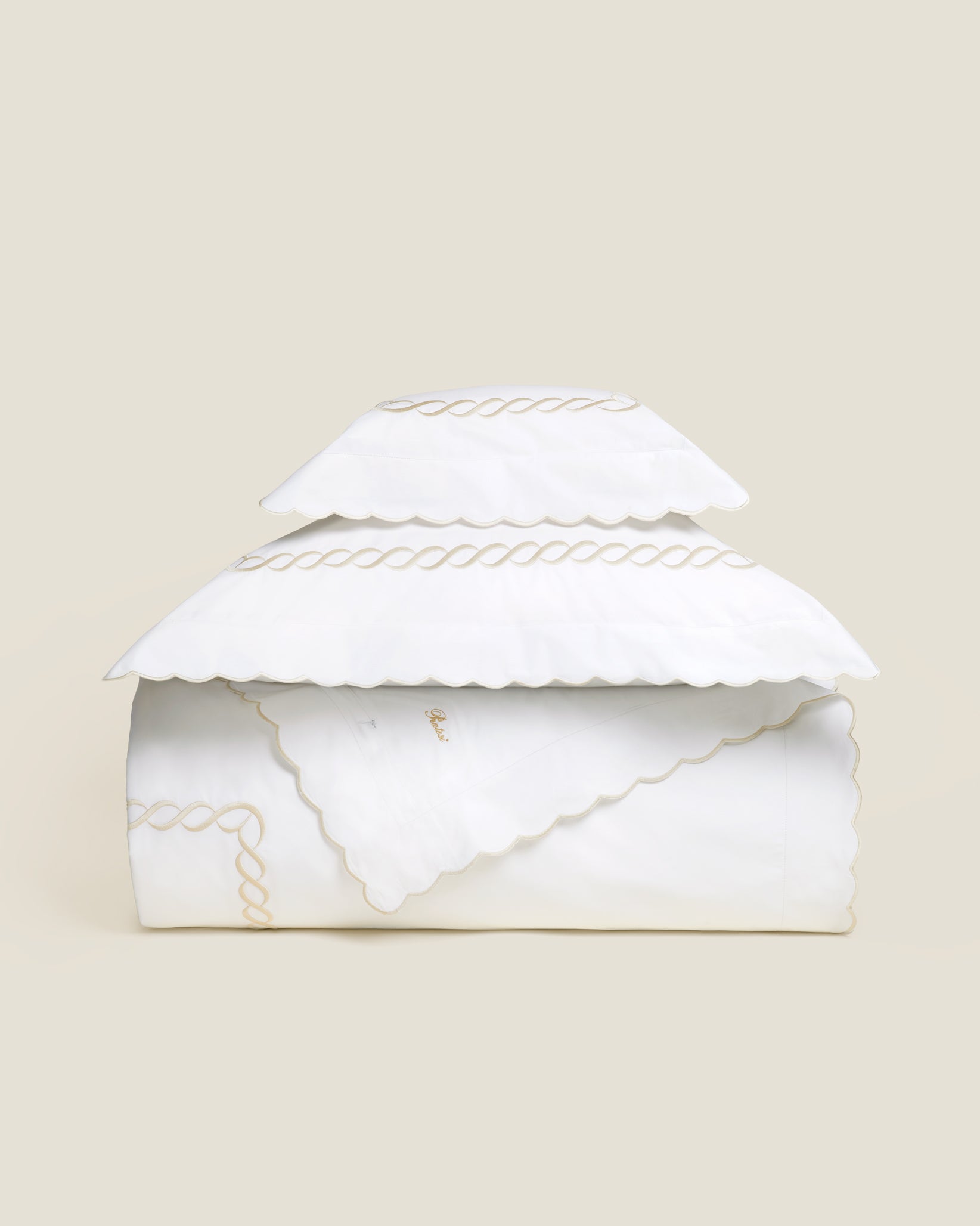 Treccia duvet cover stack white/beige