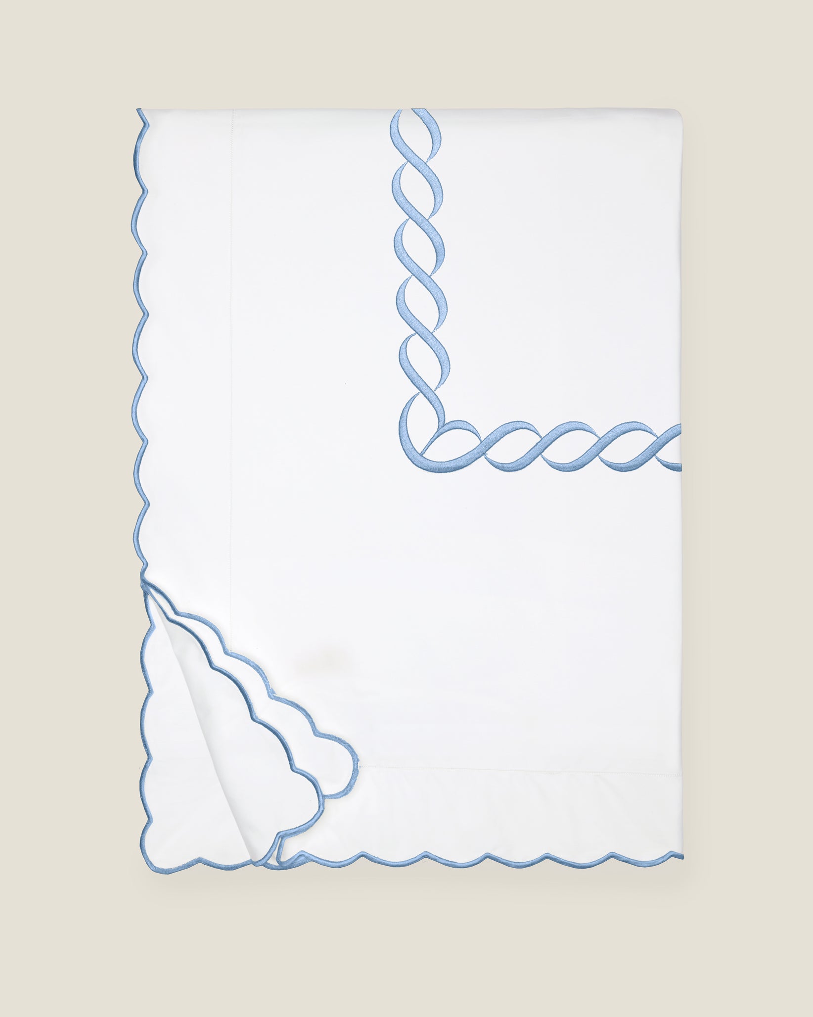 Treccia duvet cover white/medium blue folded