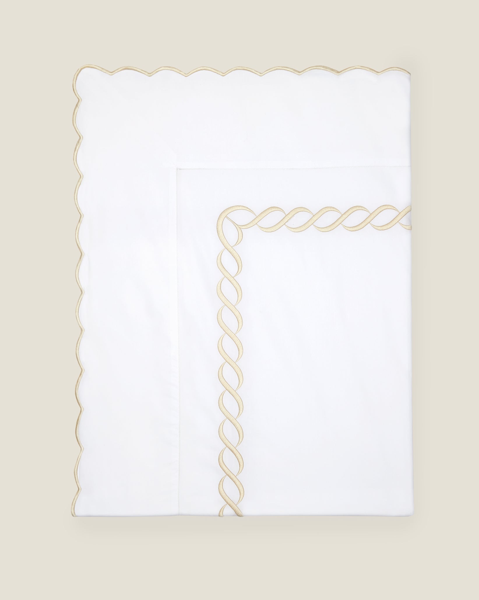 Treccia white/beige flat sheet folded
