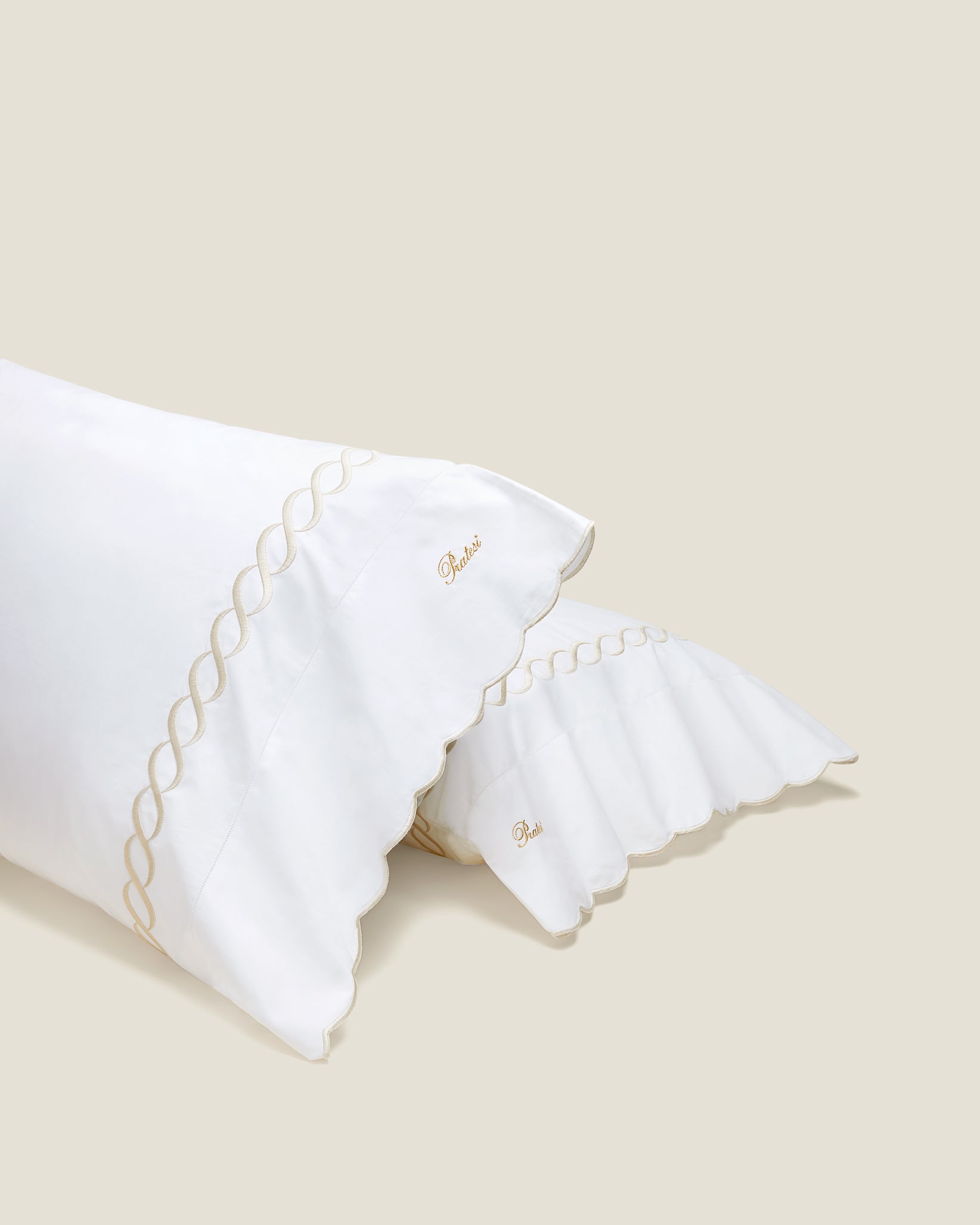 Treccia white/beige pillowcase pair