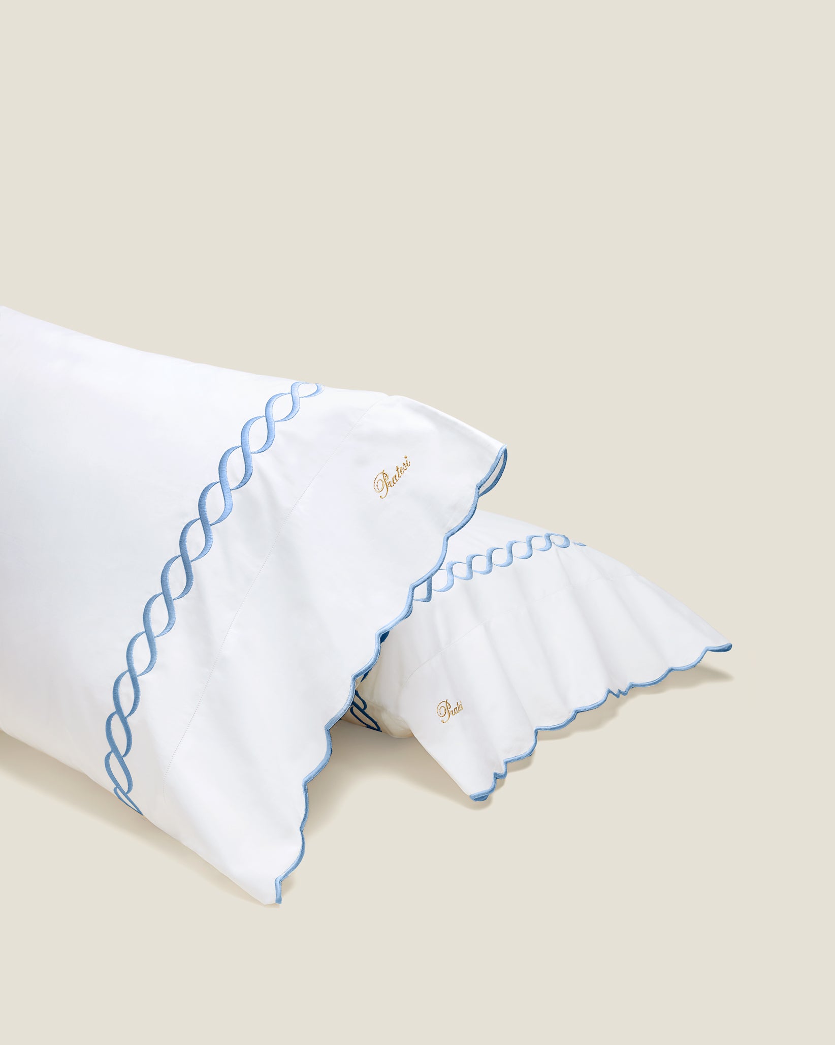 Treccia pillowcase pair white/medium blue
