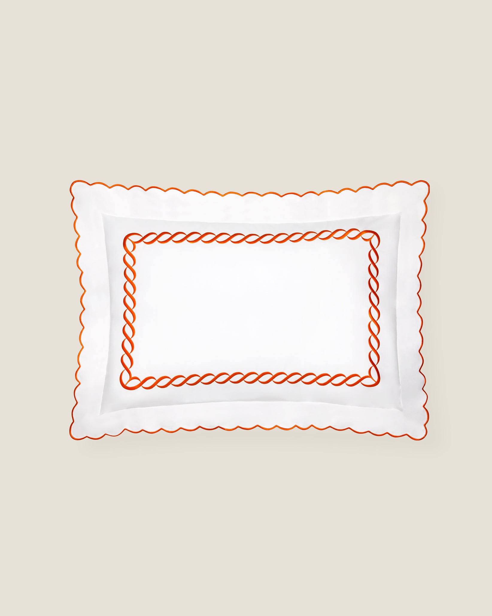 Treccia white/orange standard sham