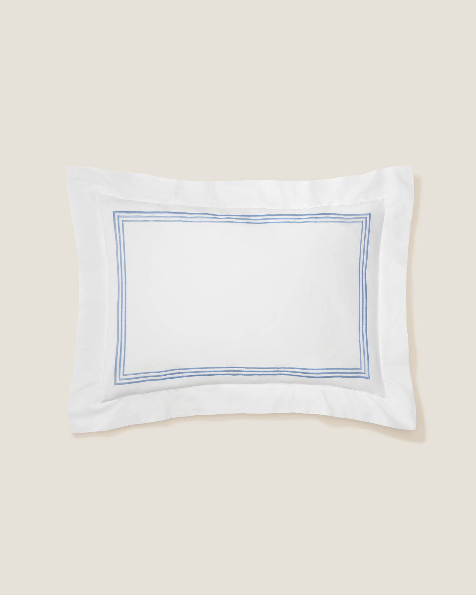 Tre Righe Standard Sham in white/medium blue