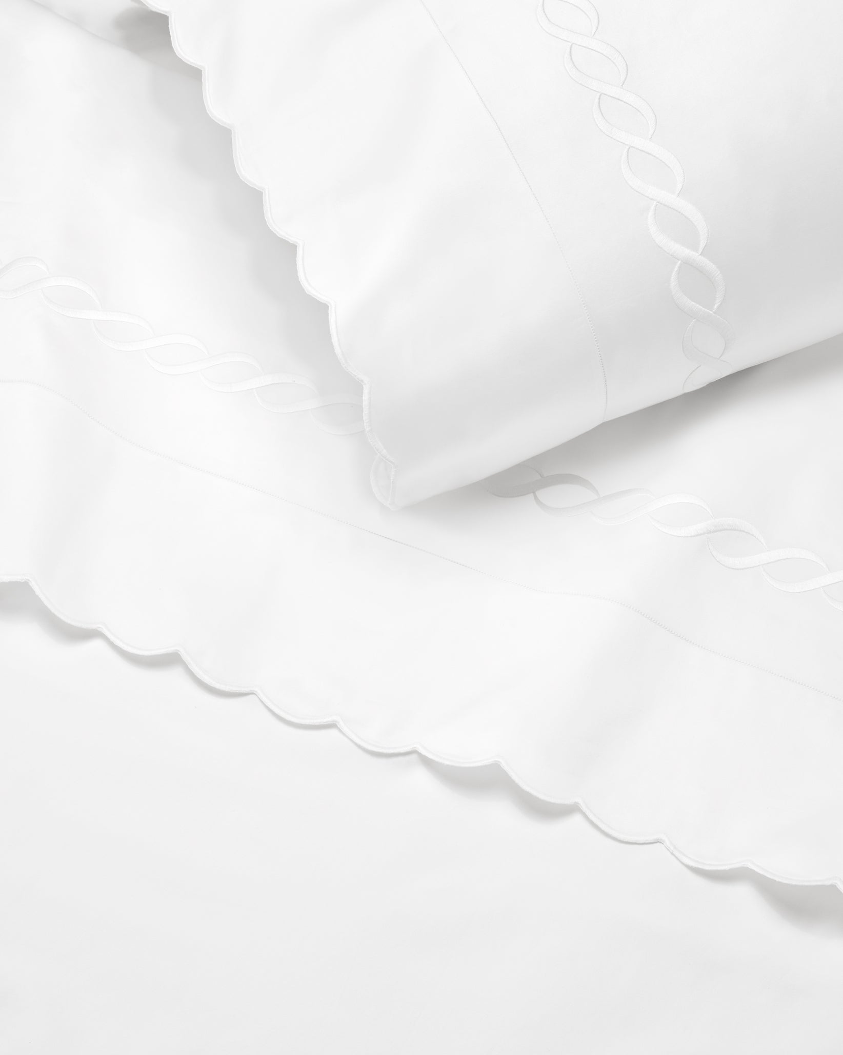 Treccia Splendore white/white pillowcase and flat sheet