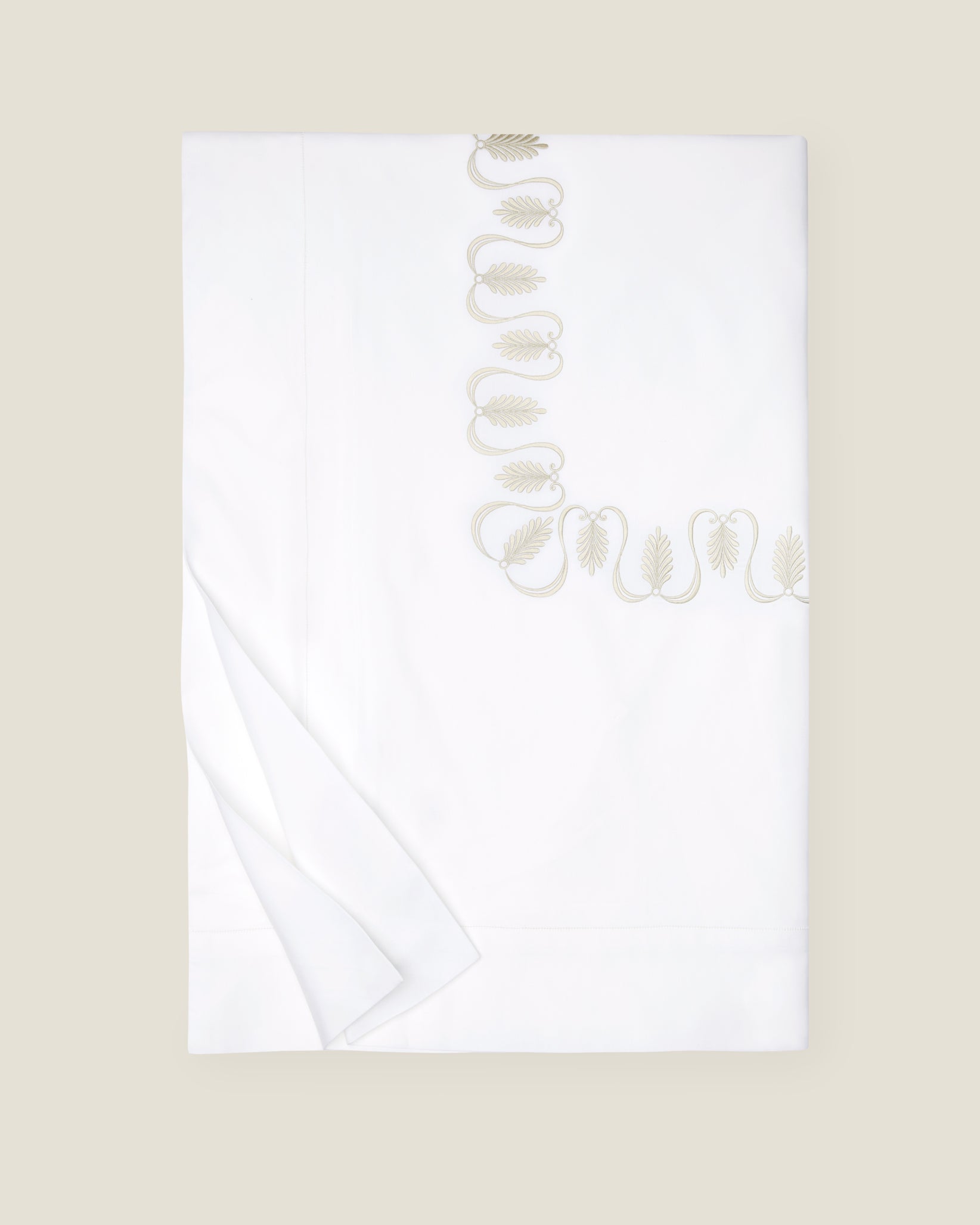 Paolina white/sage duvet cover folded