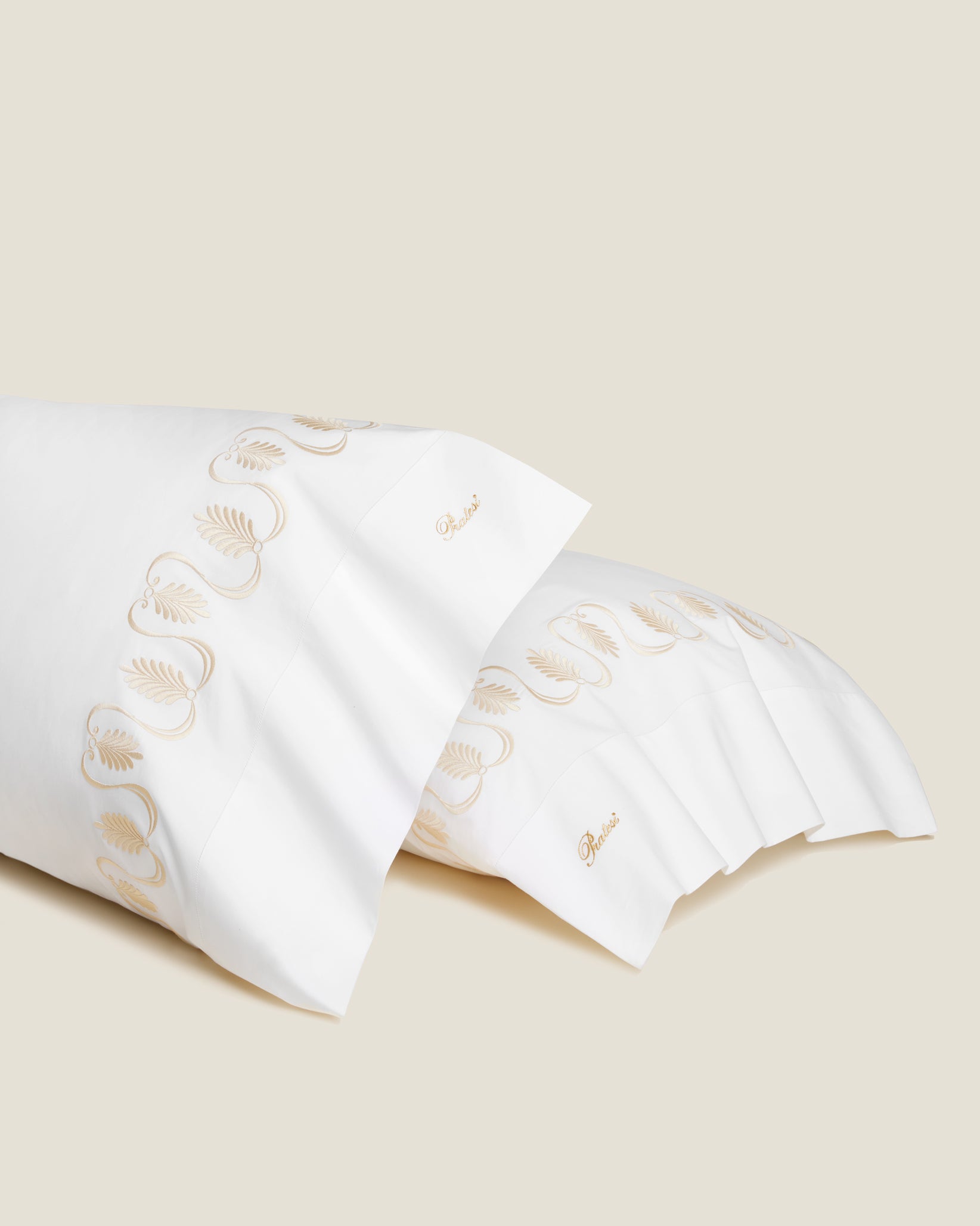 Paolina pillowcase pair white/beige